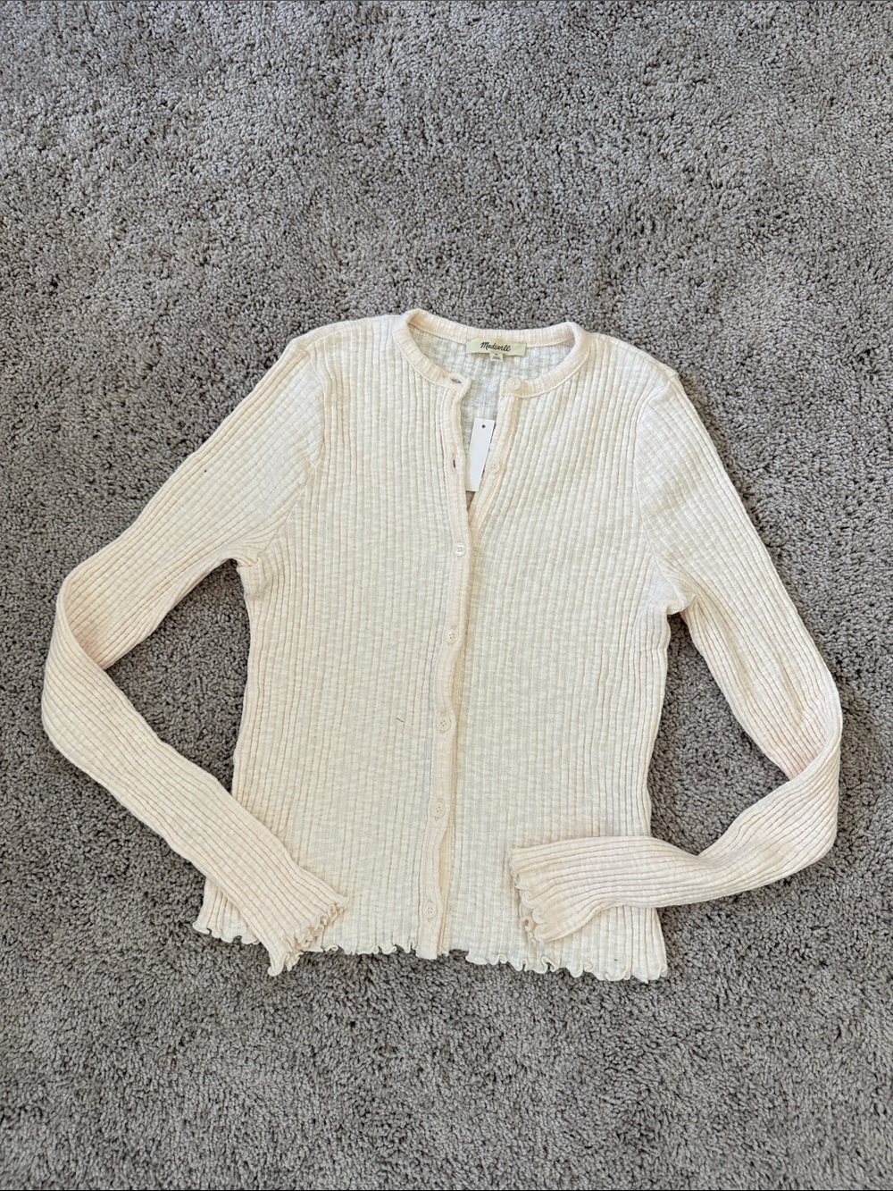 Madewell Cream Ribbed Button-Up